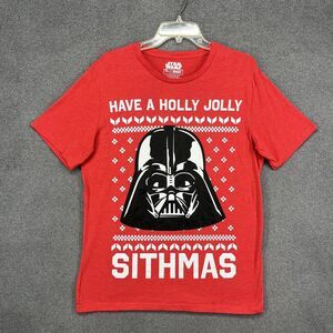 Star Wars‎ Shirt Mens Large Red Darth Vader Sithmas Holly Jolly Christmas Tee